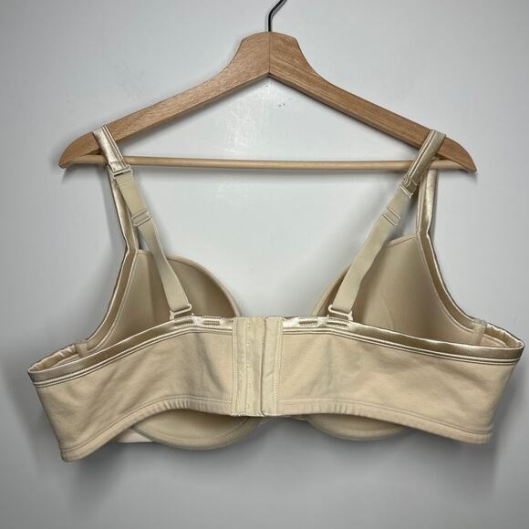 Cacique Cotton T-Shirt Bra Lightly Lined Beige Tan Sz 46D Plus Size Neutral - Picture 5 of 12